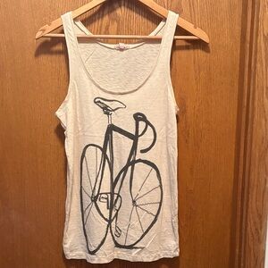 J. Crew Cream Tank Top with Bicycle Design